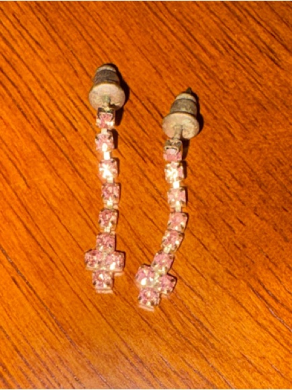 Pink Rhinestone Drop Earrings